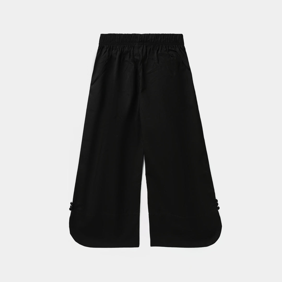 Girls Cotton Culottes Round - Black