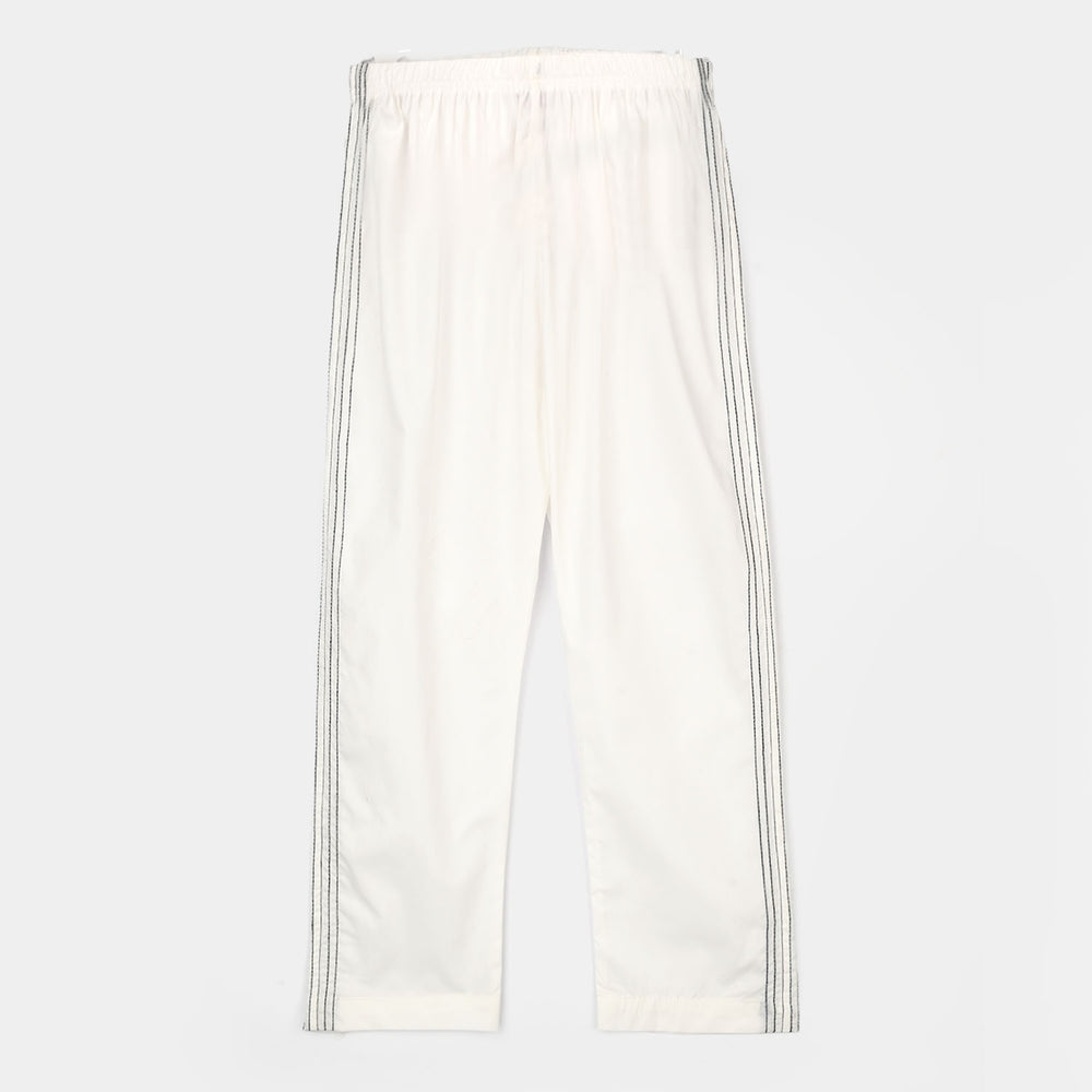 Girls Cotton Pants Stitches - White