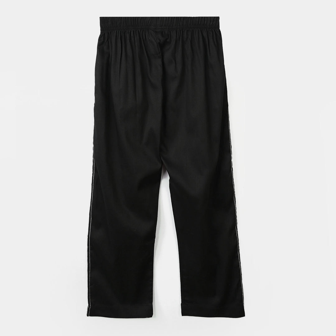 Girls Cotton Pants Stitches - Black