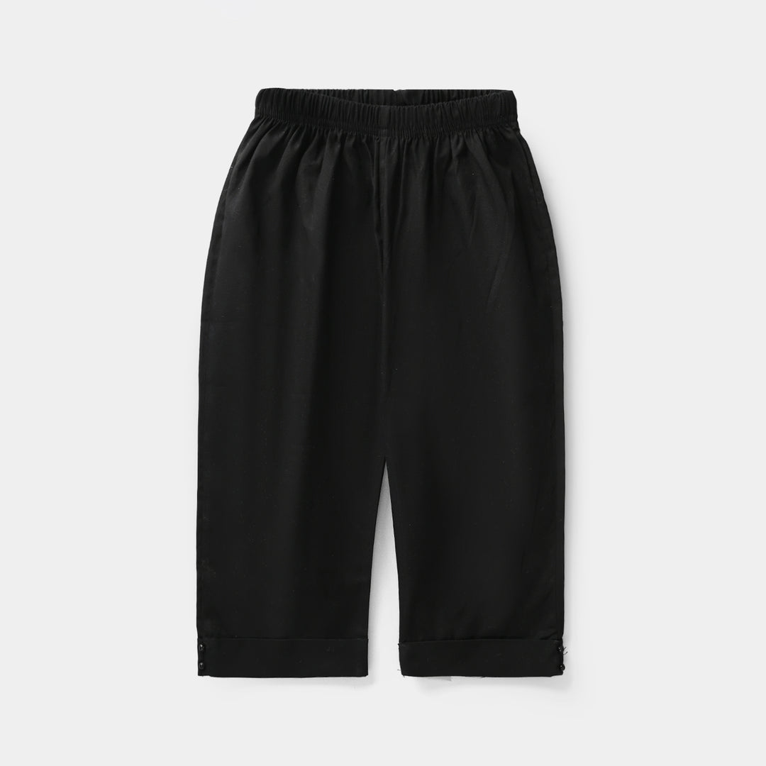 Infant Girls Cotton Pants Cuff - Black
