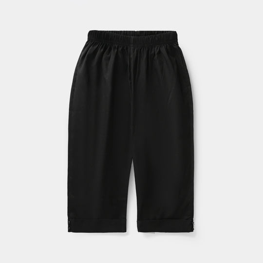 Infant Girls Cotton Pants Cuff - Black
