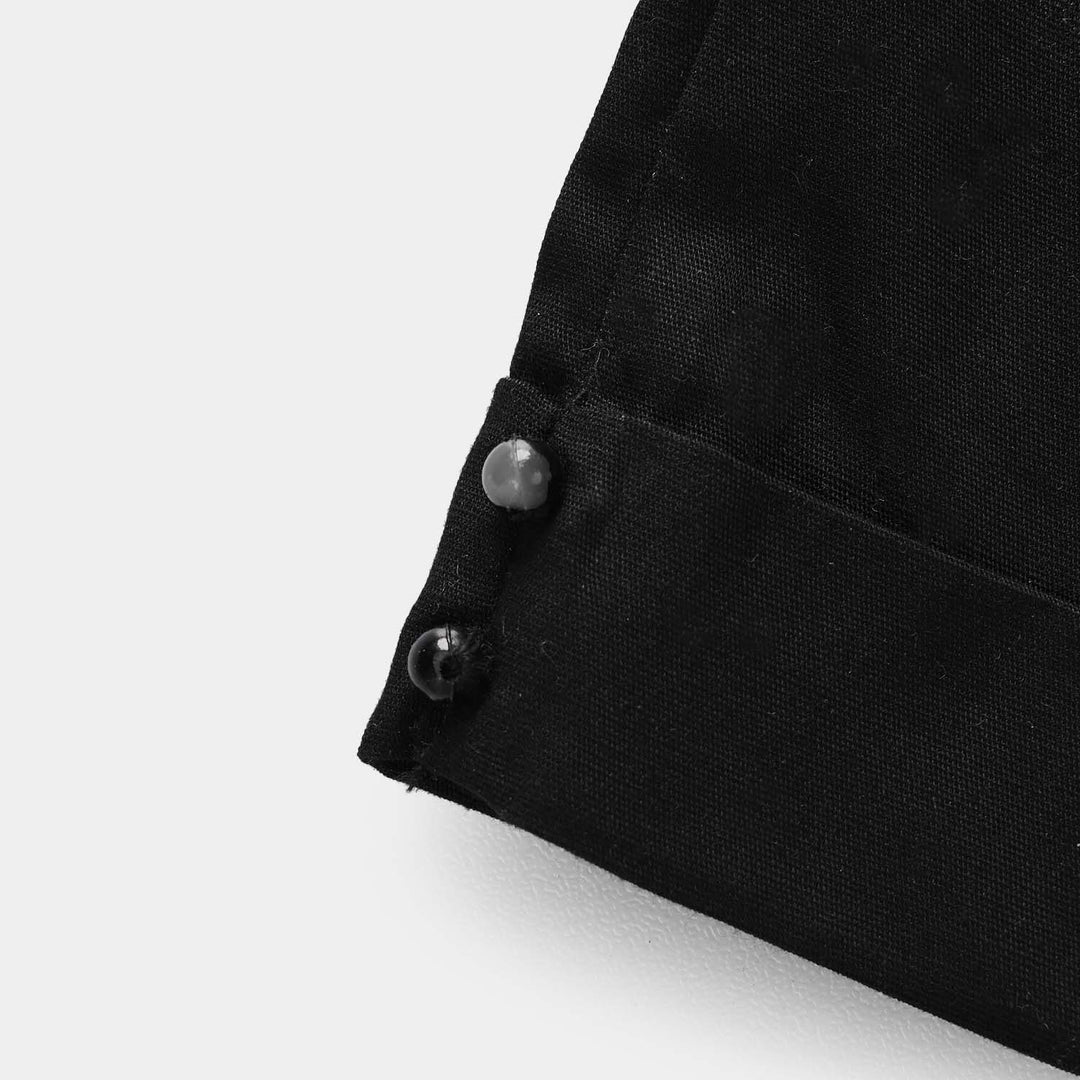 Infant Girls Cotton Pants Cuff - Black