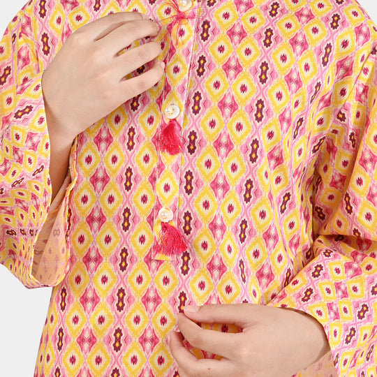 Girls Cotton Printed 2Pcs Ikhat - Multi