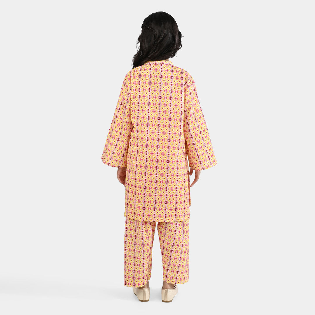 Girls Cotton Printed 2Pcs Ikhat - Multi