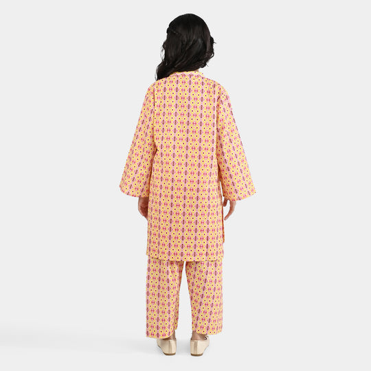 Girls Cotton Printed 2Pcs Ikhat - Multi