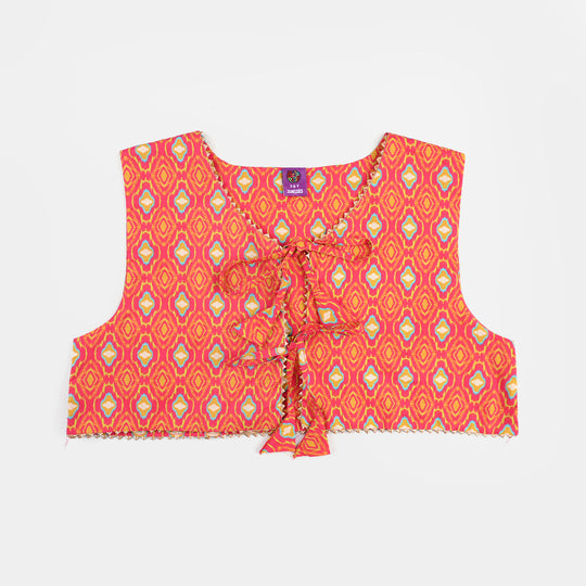 Teens Girls Cotton Printed 3Pcs Pink Koti - Multi