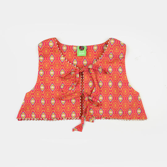 Infant Girls Cotton Printed 3Pcs Pink Koti - Multi