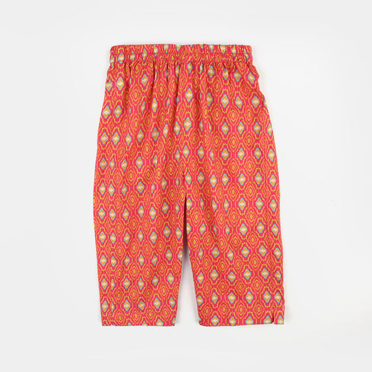 Infant Girls Cotton Printed 3Pcs Pink Koti - Multi