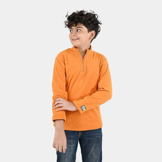 Boys Cotton Interlock  Sweatshirt - Orange