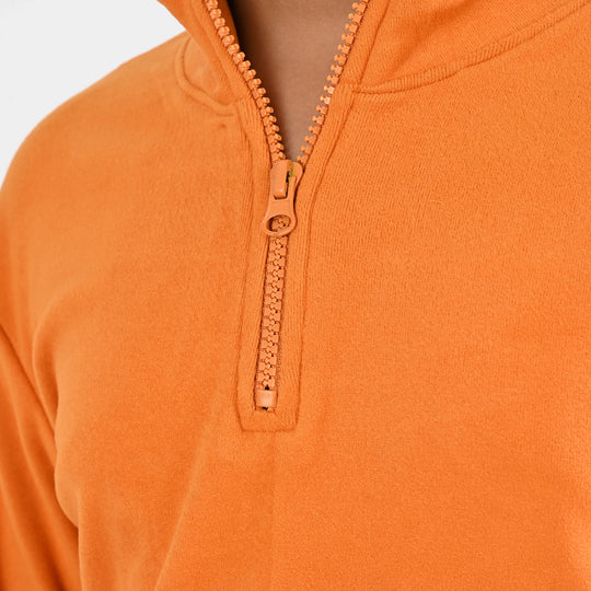 Boys Cotton Interlock  Sweatshirt - Orange