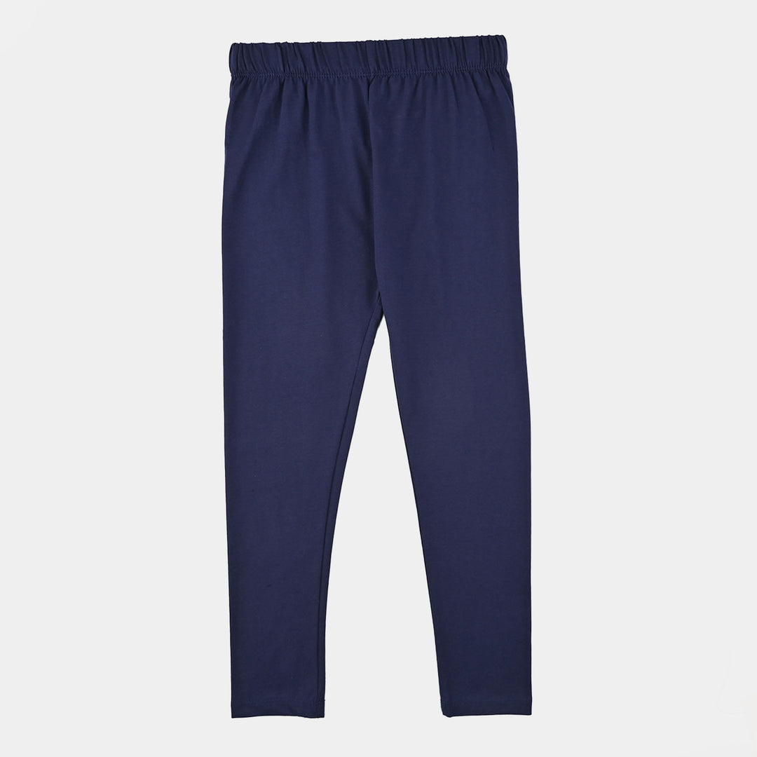 Girls Jersey/Terry Tights-Navy
