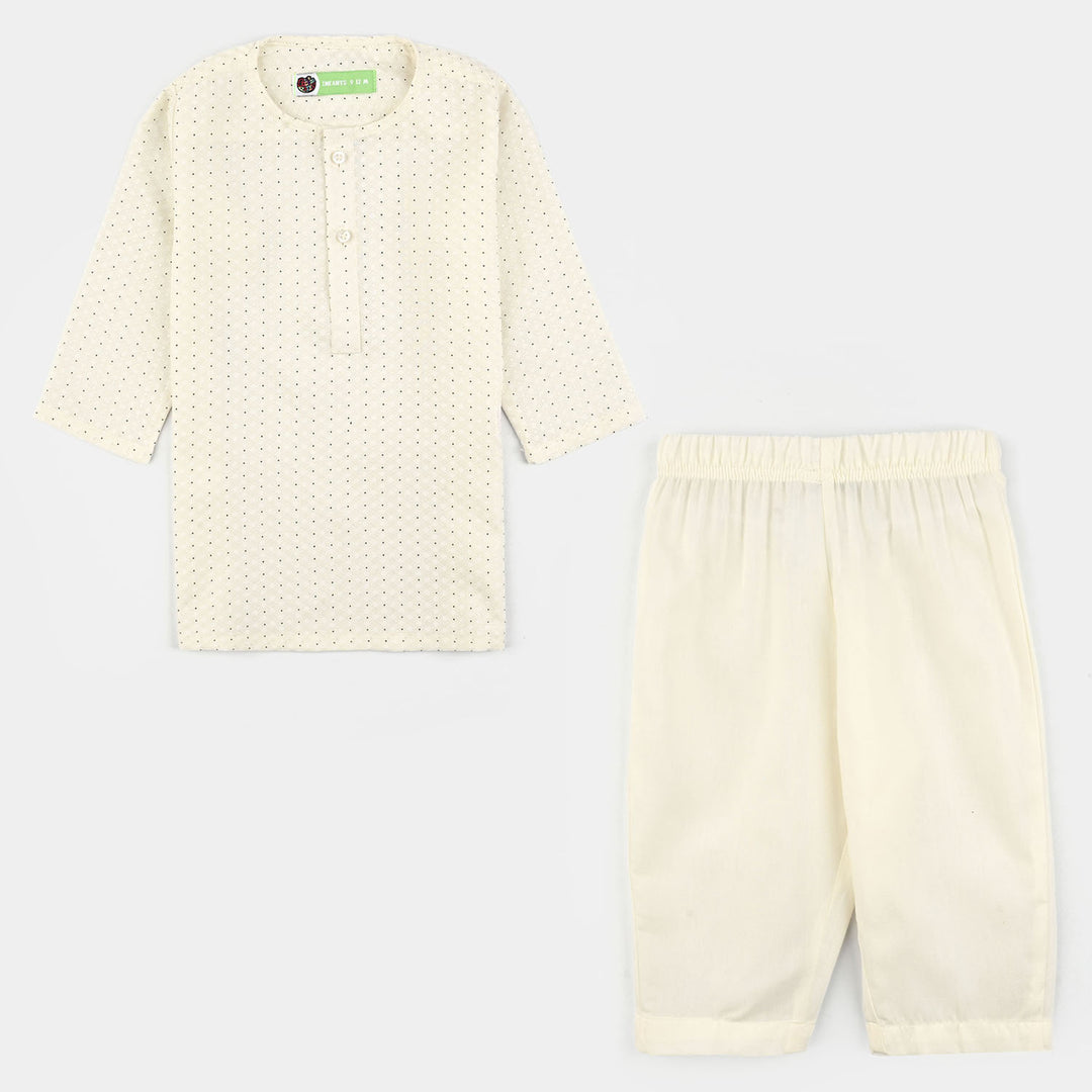 Infant Boys Poly  Viscose Kurta Pajama - Cream