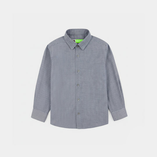 Infant Boys Yarn Dyed Formal Shirt-Grey Stripe