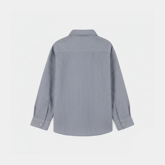 Infant Boys Yarn Dyed Formal Shirt-Grey Stripe