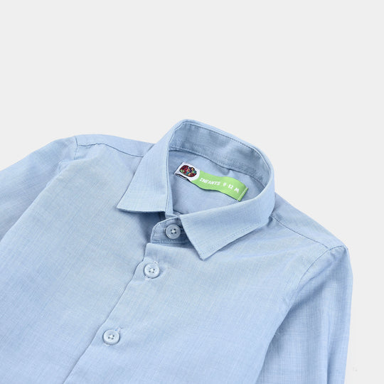 Infant Boys Chambray Formal Shirt-BLUE
