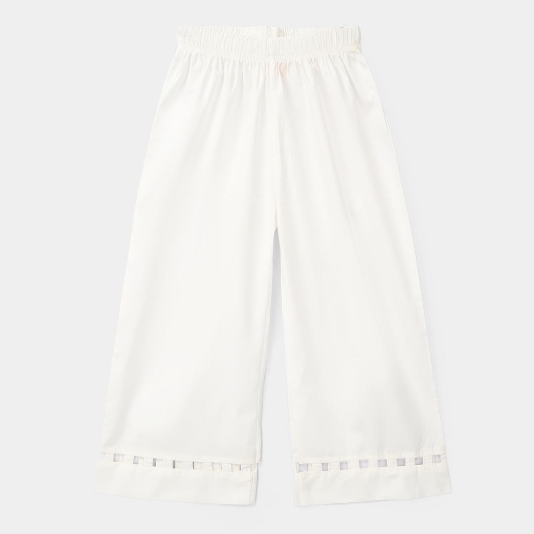 Girls Cotton Culottes Pant Box - White