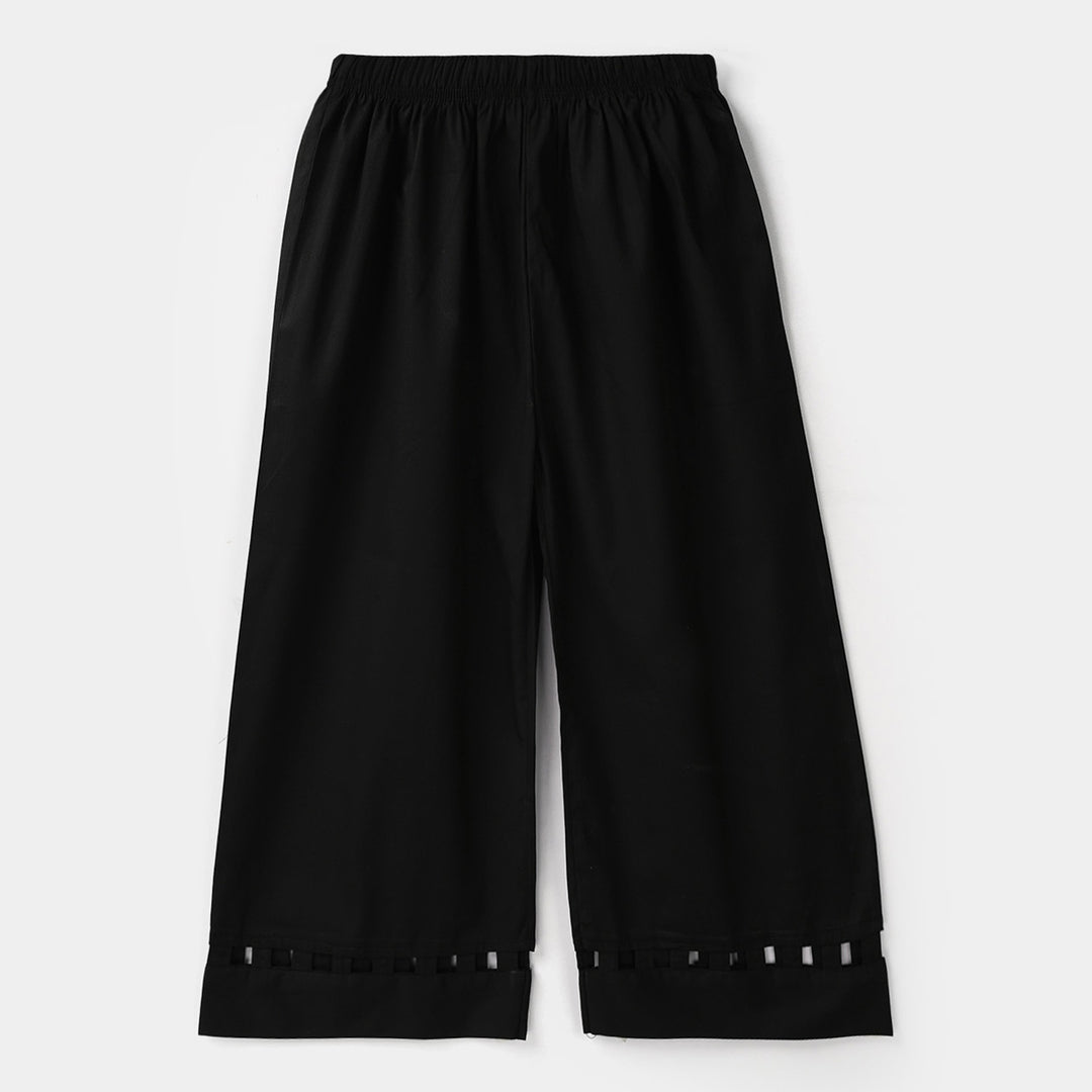 Girls Cotton Culottes Pants - Black