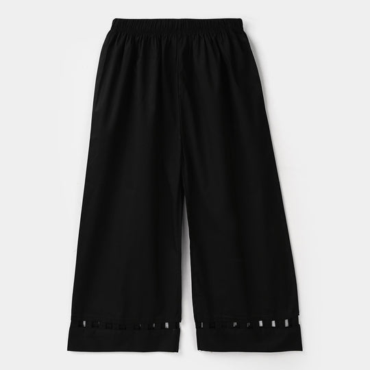 Girls Cotton Culottes Pants - Black