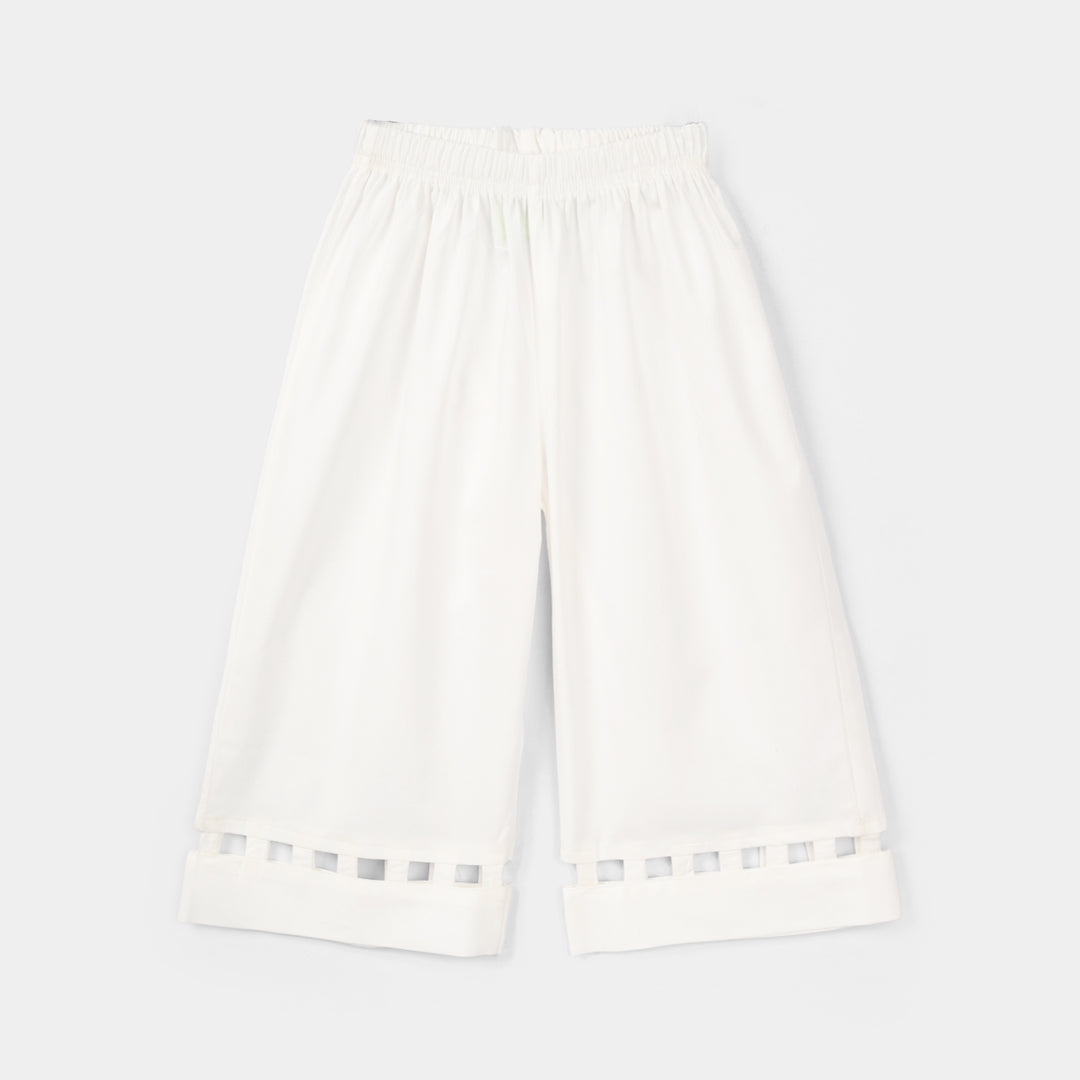 Infant Girls Cotton Culotte Pant Box (White)