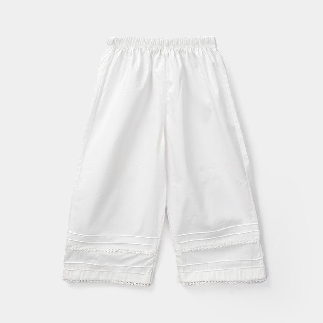 Infant Girls Cotton Culottes Laces - White