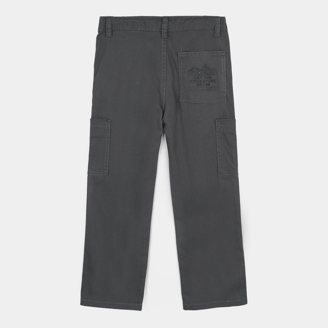 Boys Cotton Twill Pant – Dark Grey