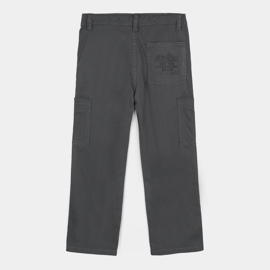 Boys Cotton Twill Pant – Dark Grey