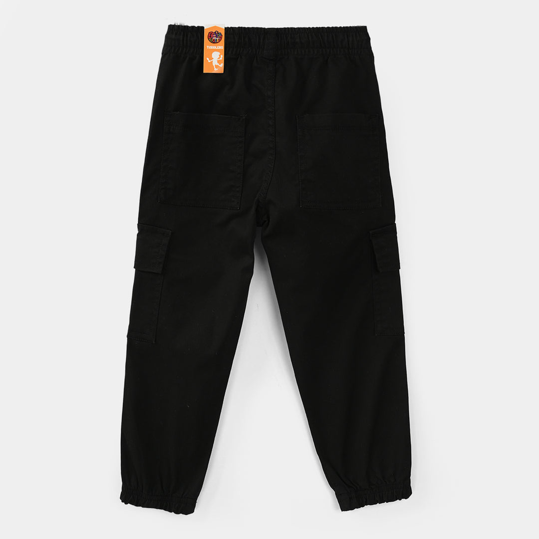 Boys Cotton Twill Pants (Roll Up) - Black