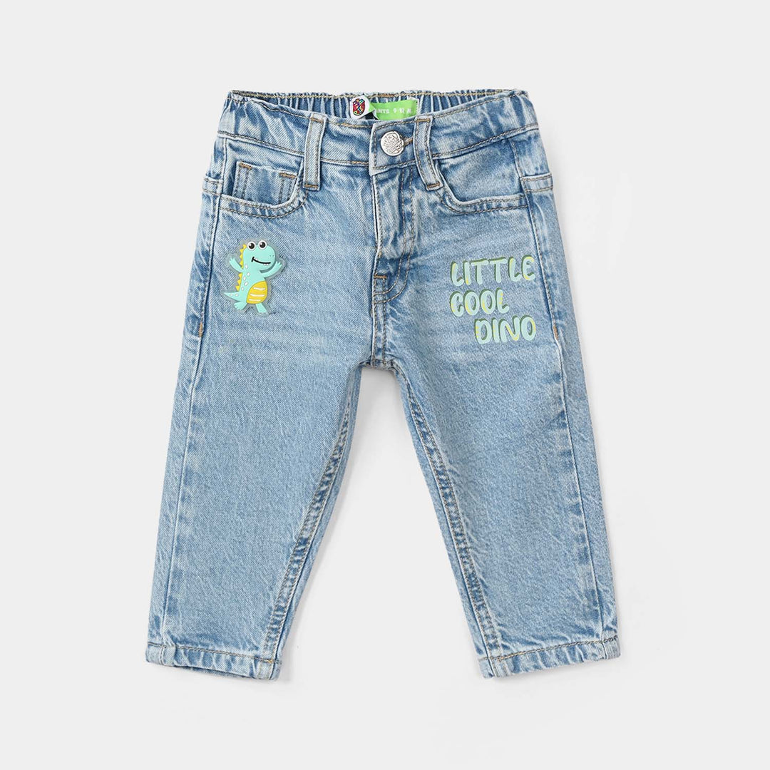 Infant Boys Denim Stretch Pants (Little Cool Dino) – Mid Blue