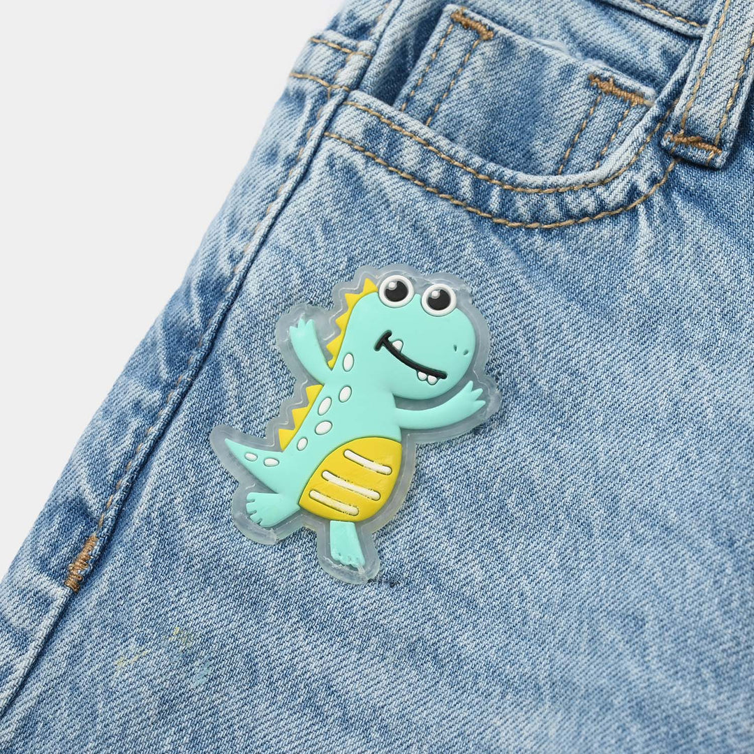 Infant Boys Denim Stretch Pants (Little Cool Dino) – Mid Blue