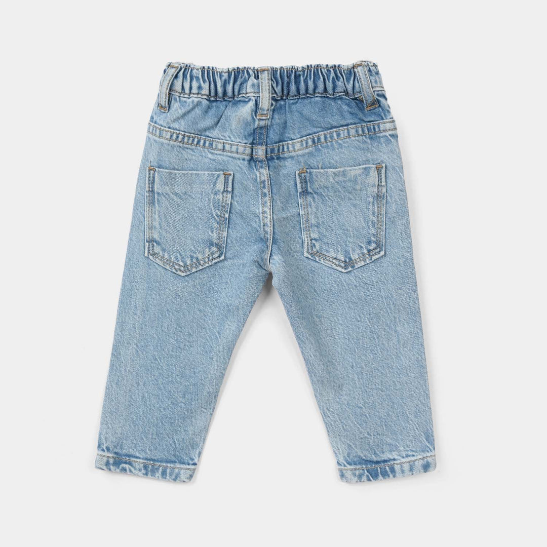 Infant Boys Denim Stretch Pants (Little Cool Dino) – Mid Blue