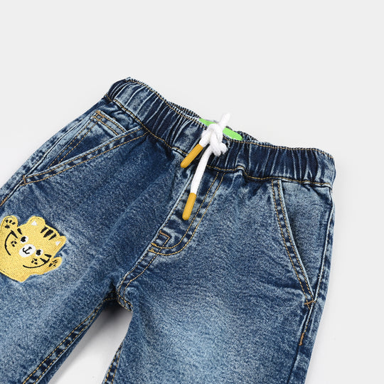 Infant Boys Denim Stretch Pants (Happy) - Mid Blue