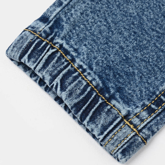 Infant Boys Denim Stretch Pants (Happy) - Mid Blue