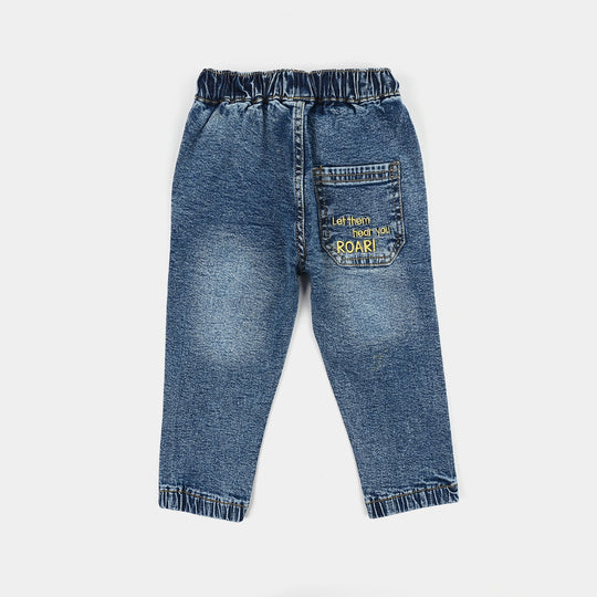 Infant Boys Denim Stretch Pants (Happy) - Mid Blue