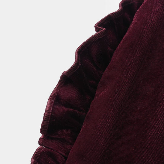 Infant Girls Velvet Suit Raffle Style-Red