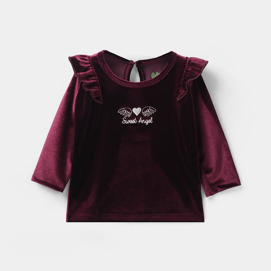Infant Girls Velvet Suit Raffle Style-Red