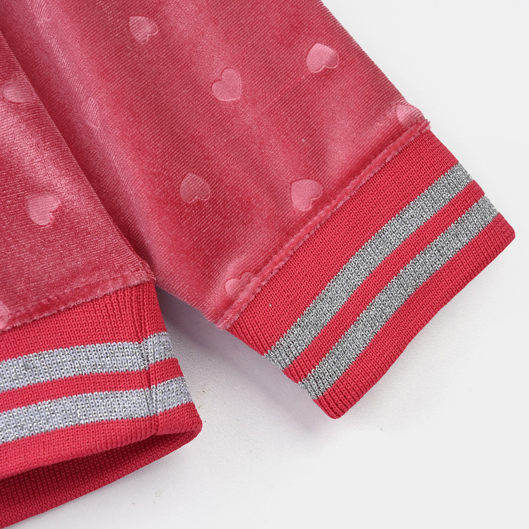 Girls Soft Plush Sweatshirt Pink (Hearts) - Pink