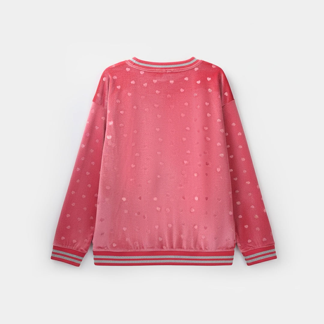 Girls Soft Plush Sweatshirt (Hearts) - Pink