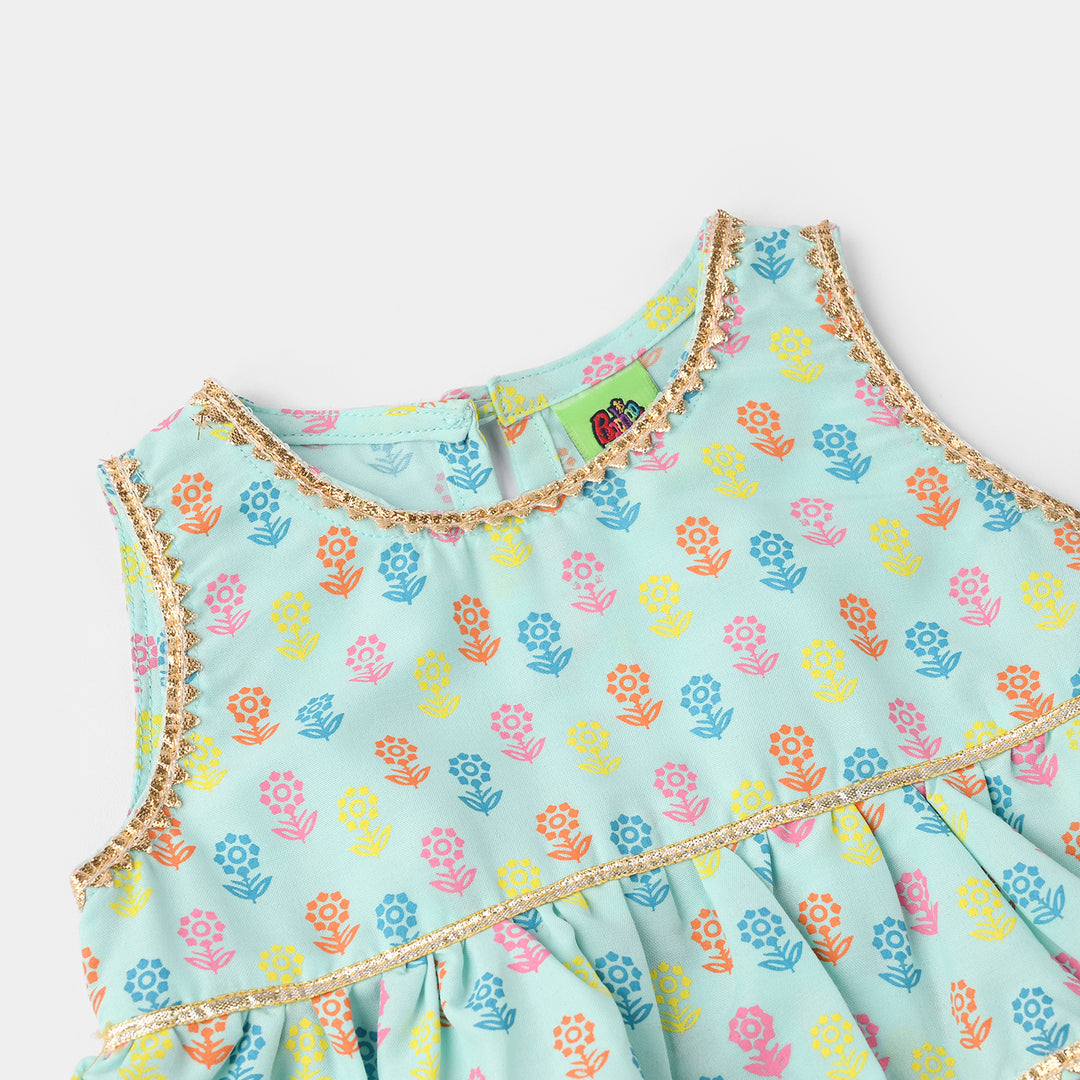 Infant Girls Poly Cambric 2Pcs Set (Dolly) - Mint Green