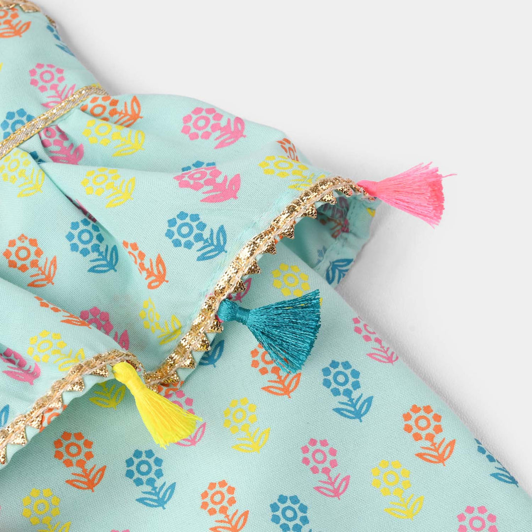 Infant Girls Poly Cambric 2Pcs Set (Dolly) - Mint Green
