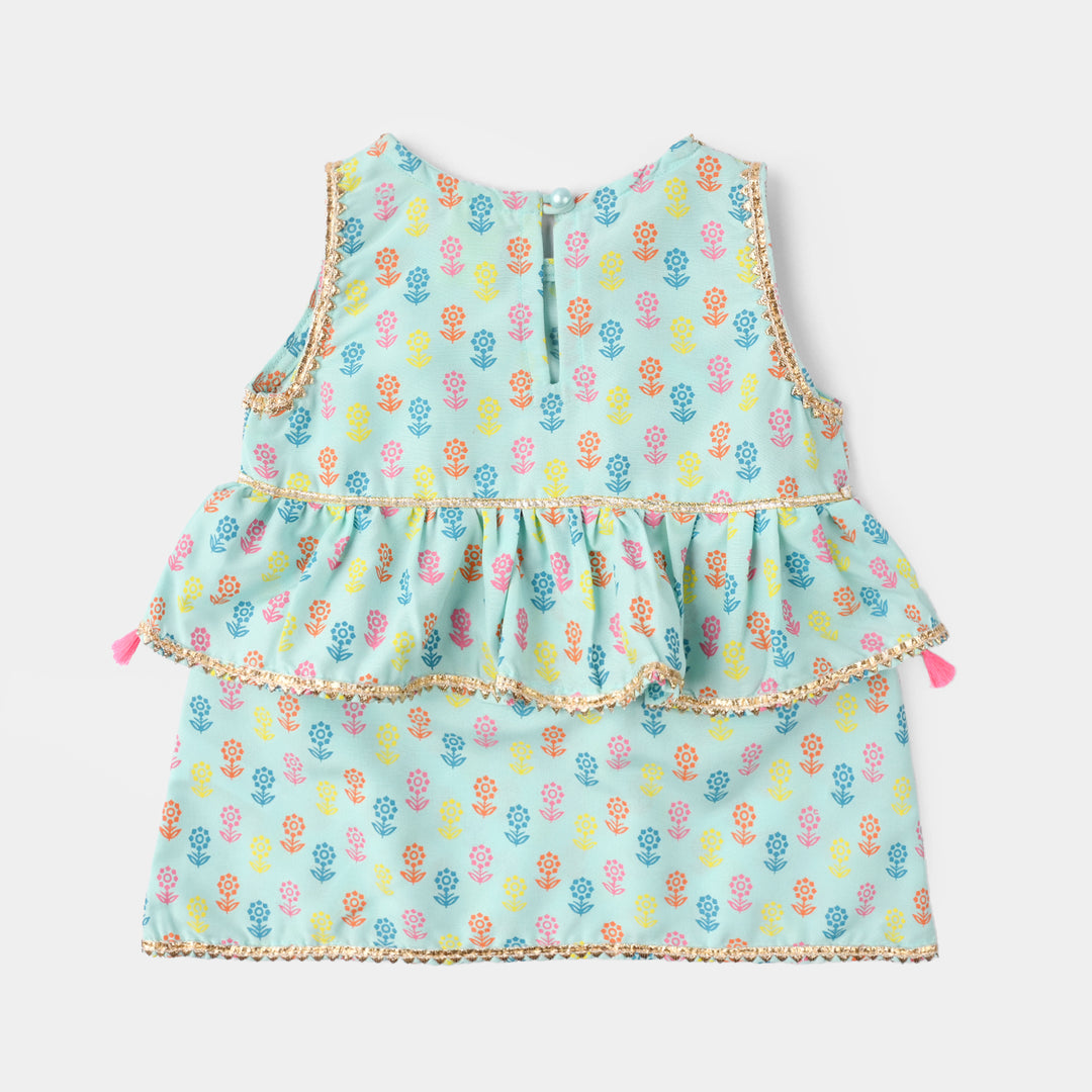 Infant Girls Poly Cambric 2Pcs Set (Dolly) - Mint Green