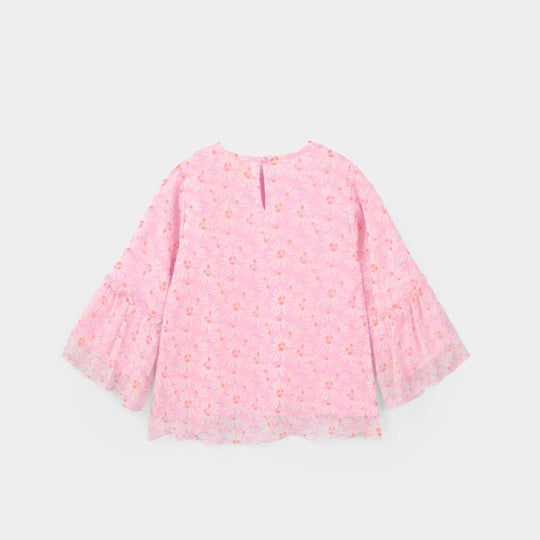 Infant Girls Chiffon Casual Top - Pink Flamingo