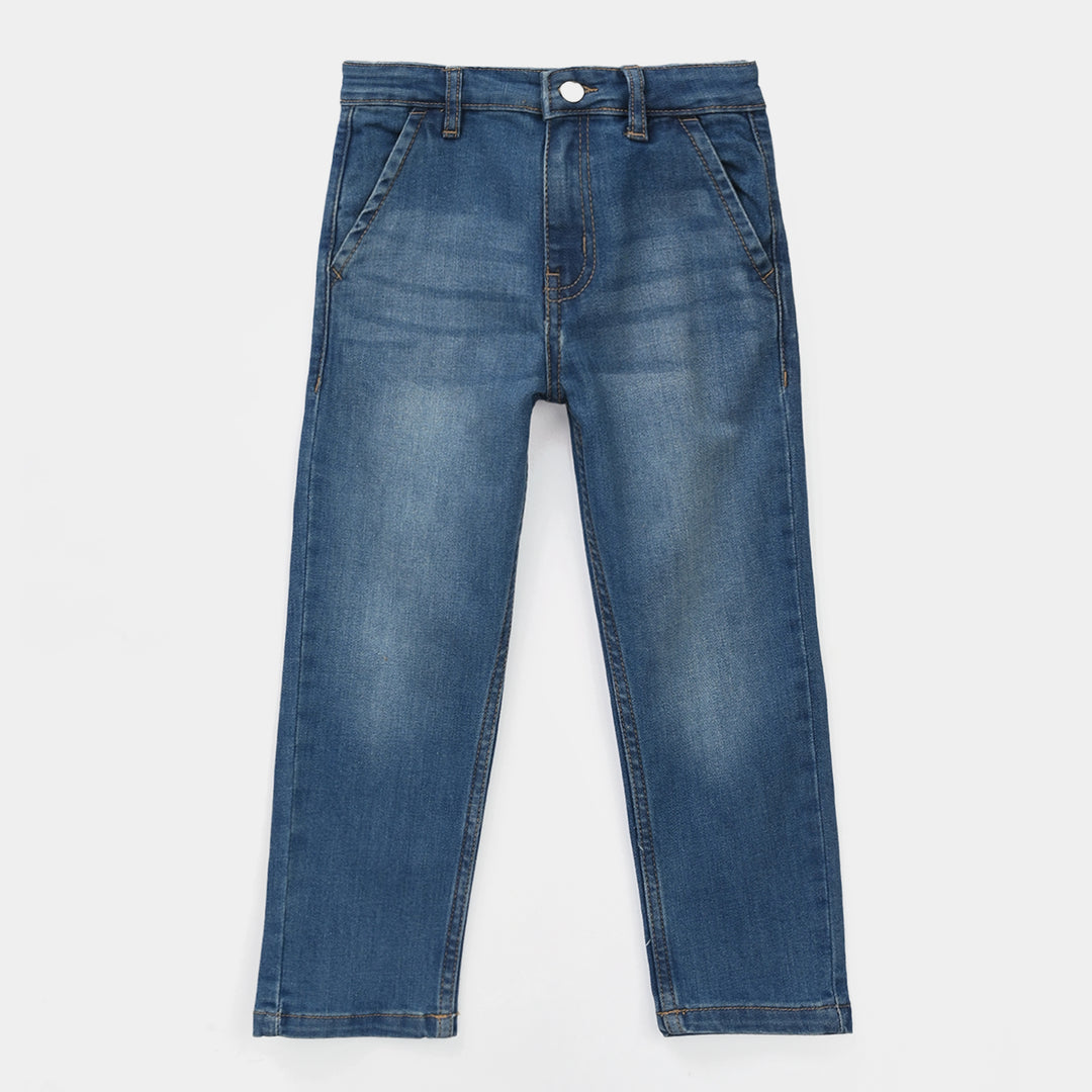 Boys Denim Stretch Pants - Mid Blue