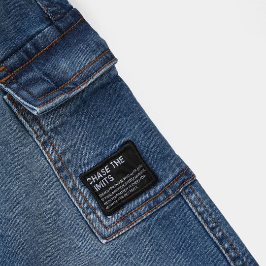 Boys Denim Stretch Pants - Mid Blue