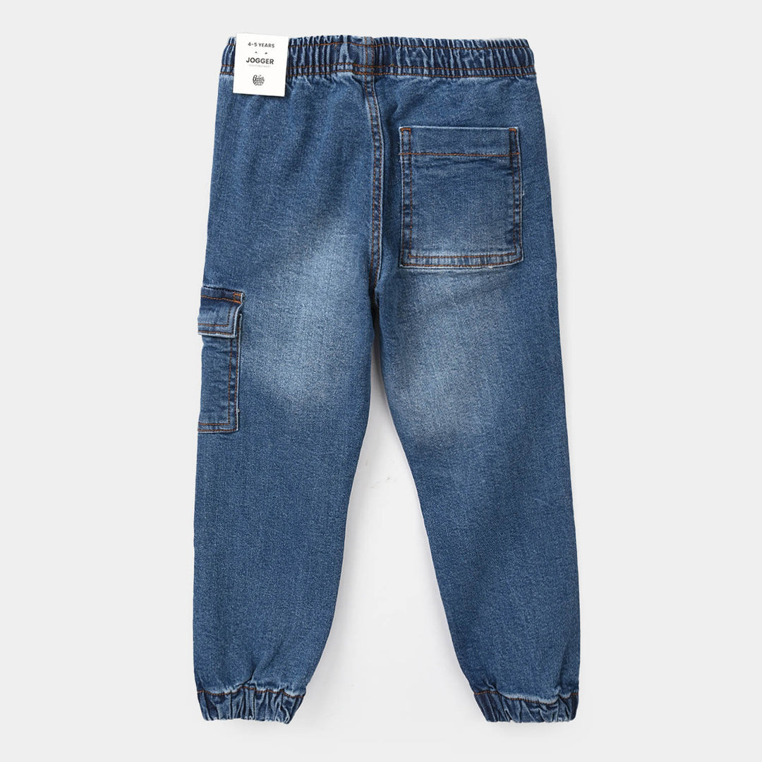 Boys Denim Stretch Pants - Mid Blue