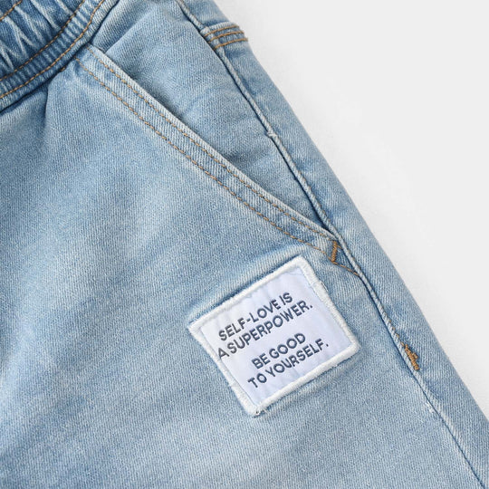 Boys Denim Stretch Pant (Self Power) – Light Blue