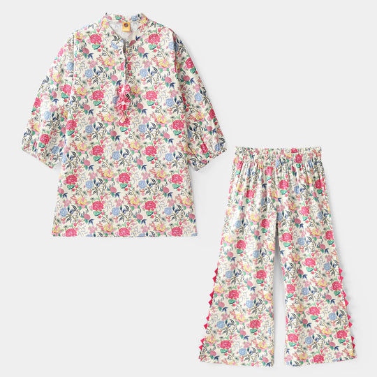Girls Cotton Printed 2Pcs Floral - Multi