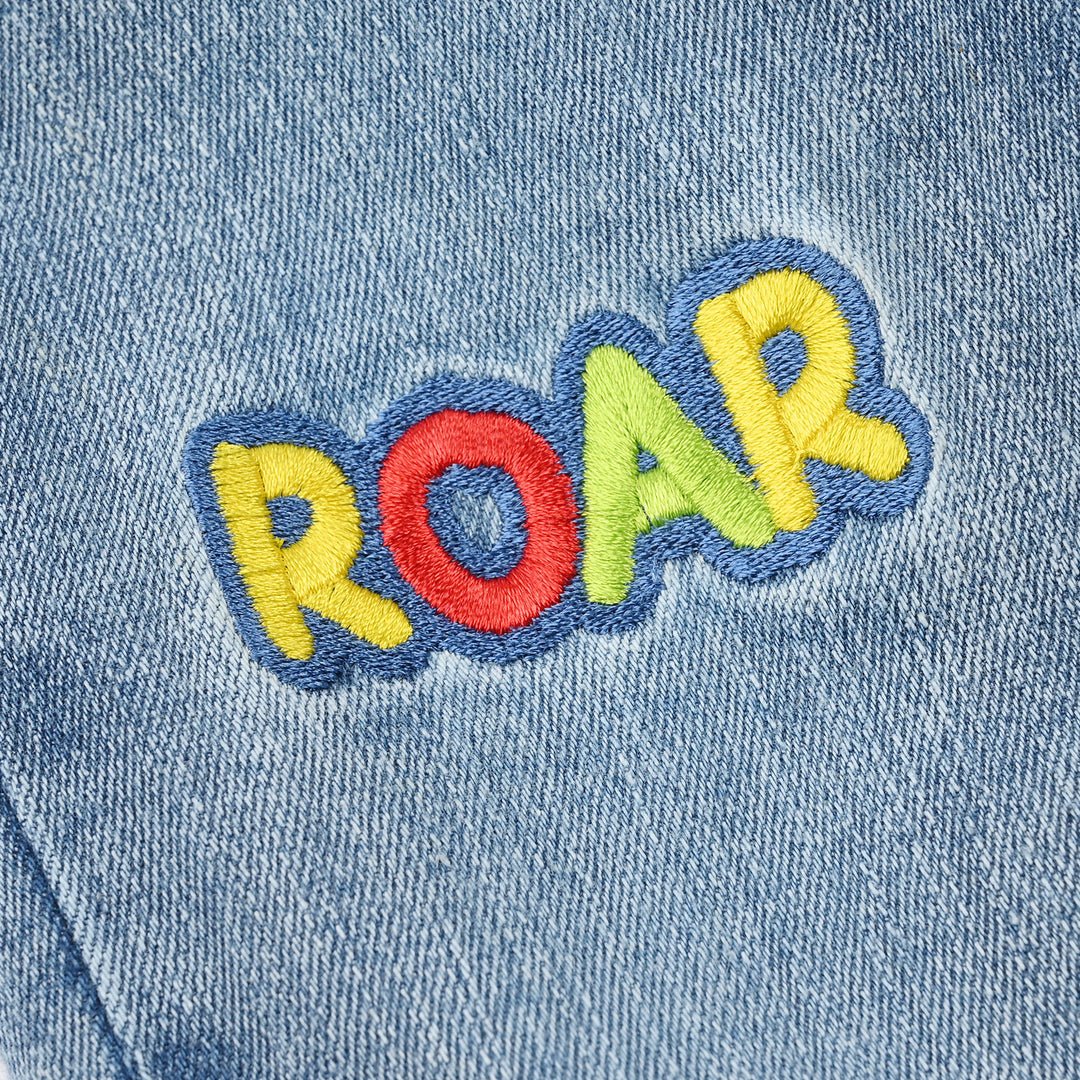 Infant Boys Denim Rigid Pants (Mini Dino) - Mid Blue