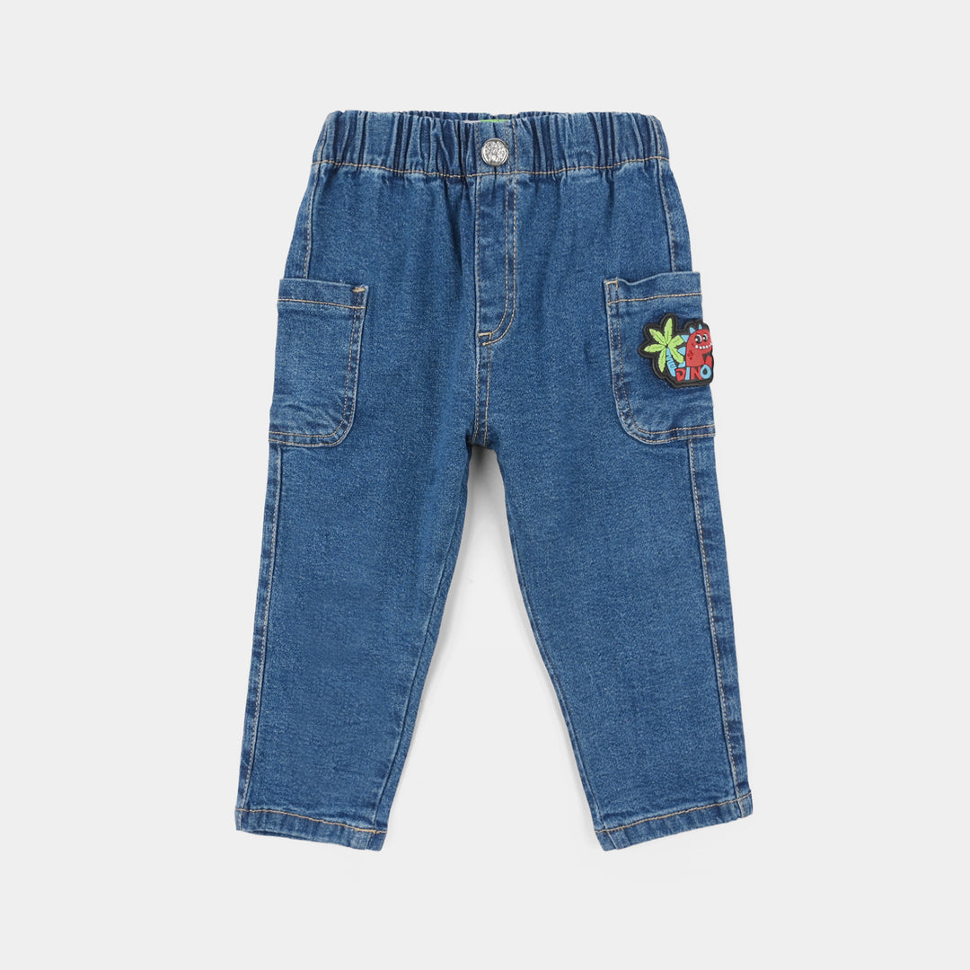 Infant Boys Denim Rigid Pants (Dino Cargo) - Dark Blue