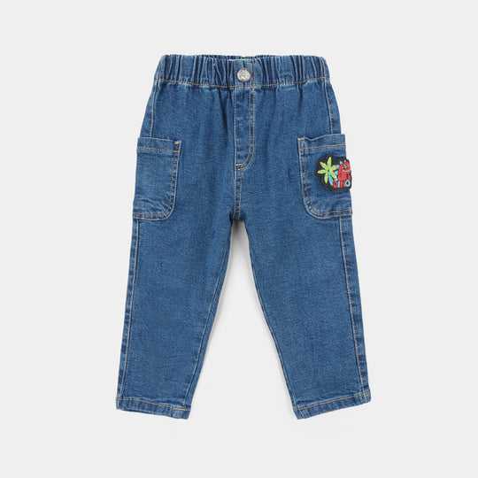 Infant Boys Denim Rigid Pants (Dino Cargo) - Dark Blue