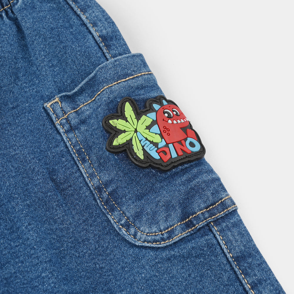 Infant Boys Denim Rigid Pants (Dino Cargo) - Dark Blue